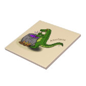 Funny Green Alligator Koch Cartoon Fliese (Seite)