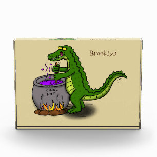 Funny Green Alligator Koch Cartoon Fotoblock