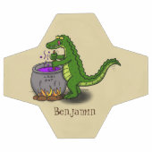 Funny Green Alligator Koch Cartoon Fußball (Flach)