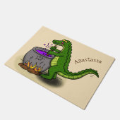 Funny Green Alligator Koch Cartoon Fußmatte (Schrägansicht)
