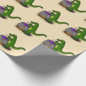 Funny Green Alligator Koch Cartoon Geschenkpapier (Ecke)