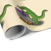 Funny Green Alligator Koch Cartoon Geschenkpapier (Rolleneckpunkt)