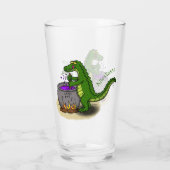 Funny Green Alligator Koch Cartoon Glas (Rückseite)