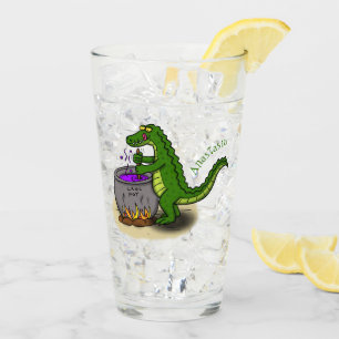 Funny Green Alligator Koch Cartoon Glas