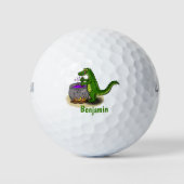 Funny Green Alligator Koch Cartoon Golfball (Vorderseite)