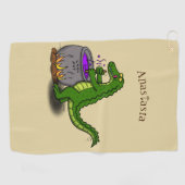 Funny Green Alligator Koch Cartoon Golfhandtuch (Horizontal)