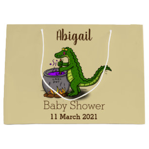 Funny Green Alligator Koch Cartoon Große Geschenktüte