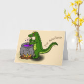 Funny Green Alligator Koch Cartoon Karte (Gelbe Blume)