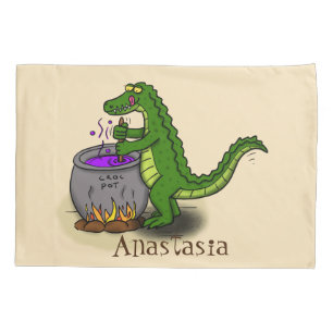 Funny Green Alligator Koch Cartoon Kissenbezug
