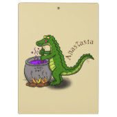 Funny Green Alligator Koch Cartoon Klemmbrett (Rückseite)