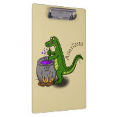 Funny Green Alligator Koch Cartoon Klemmbrett (Rechts)