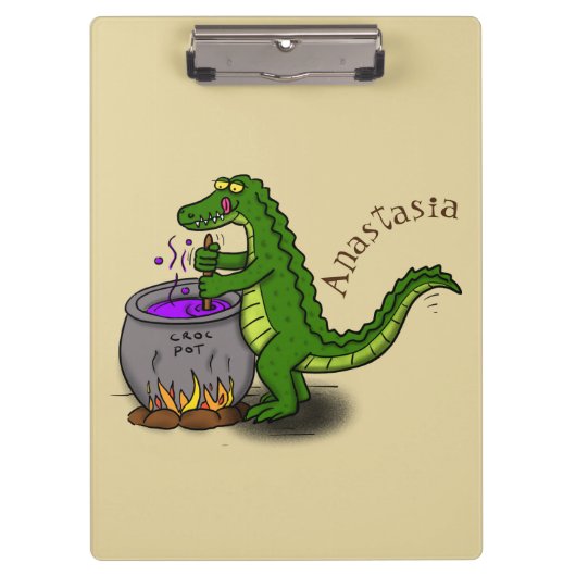 Funny Green Alligator Koch Cartoon Klemmbrett (Vorderseite)