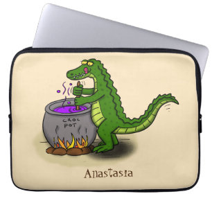 Funny Green Alligator Koch Cartoon Laptopschutzhülle