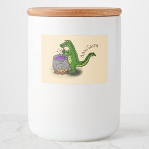 Funny Green Alligator Koch Cartoon Lebensmitteletikett
