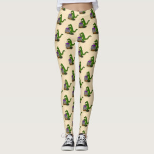Funny Green Alligator Koch Cartoon Leggings