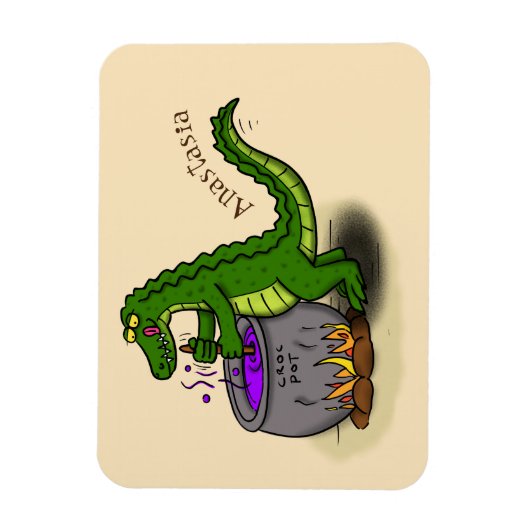 Funny Green Alligator Koch Cartoon Magnet (Vertikal)