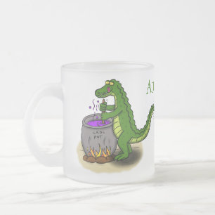 Funny Green Alligator Koch Cartoon Mattglastasse