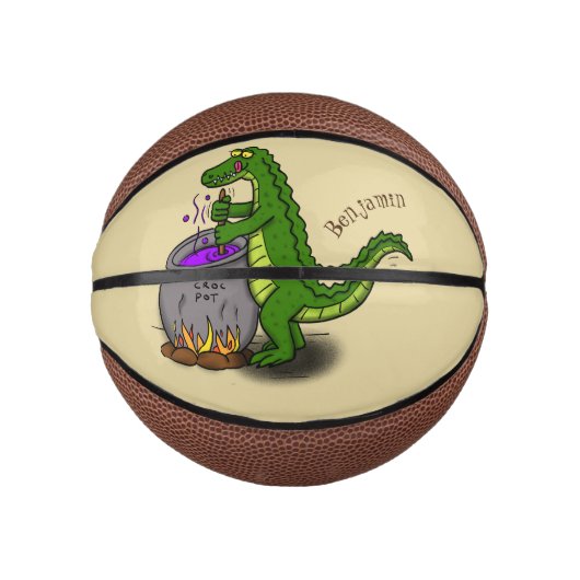 Funny Green Alligator Koch Cartoon Mini Basketball (Vorderseite)