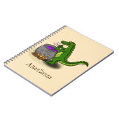 Funny Green Alligator Koch Cartoon Notizblock (Linke Seite)