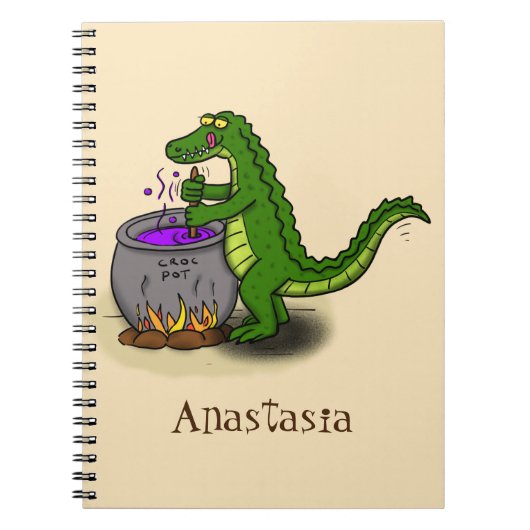 Funny Green Alligator Koch Cartoon Notizblock (Vorderseite)