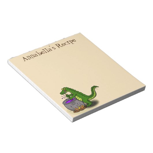 Funny Green Alligator Koch Cartoon Notizblock (angewinkelt)
