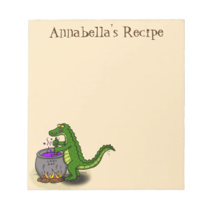 Funny Green Alligator Koch Cartoon Notizblock