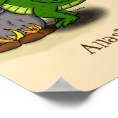 Funny Green Alligator Koch Cartoon Poster (Ecke)