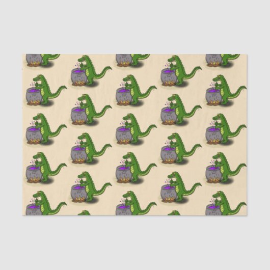 Funny Green Alligator Koch Cartoon Seidenpapier (Vorderseite)