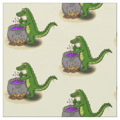 Funny Green Alligator Koch Cartoon Stoff (Nahaufnahme)