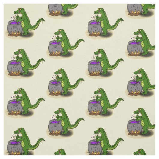 Funny Green Alligator Koch Cartoon Stoff (Muster)