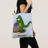 Funny Green Alligator Koch Cartoon Tasche (Von Nahem)
