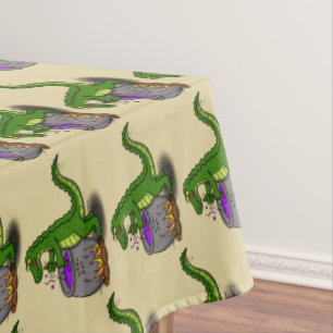 Funny Green Alligator Koch Cartoon Tischdecke