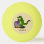 Funny Green Alligator Koch Cartoon Tischtennisball (Rückseite)