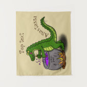 Funny Green Alligator Koch Cartoon Wandteppich (Vorderseite)
