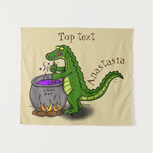 Funny Green Alligator Koch Cartoon Wandteppich (Vorderseite (Horizontal))