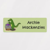 Funny green Alligator Kochen Cartoon personalisier Etiketten (Design 1)