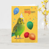 Funny Green and Yellow Budgie Parakeet Birthday Karte (Gelbe Blume)