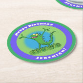 Funny green animiert iguana lizard Geburtstag Runder Pappuntersetzer (Angewinkelt)