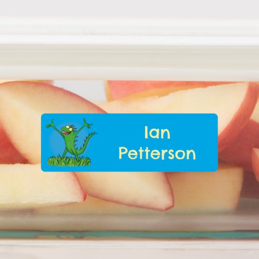 Funny green animierte Leguana-Eidechse personalisi Etiketten (Befestigt)