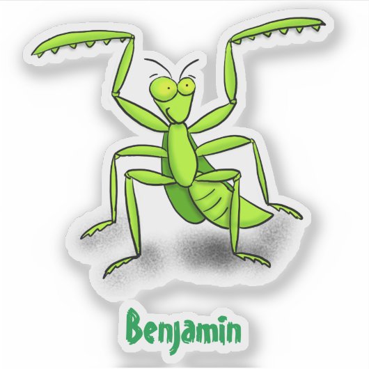Funny green beten mantis Cartoon Illustration Aufkleber (Vorderseite)