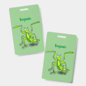 Funny green beten mantis Cartoon Illustration Ausweis (Vorder- & Rückseite)