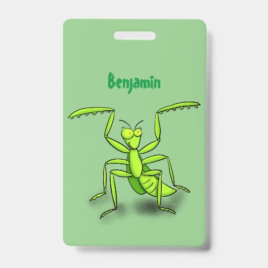 Funny green beten mantis Cartoon Illustration Ausweis (Vorderseite)