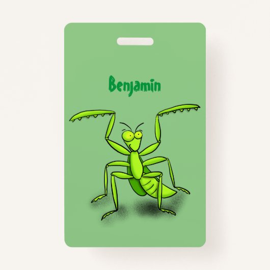 Funny green beten mantis Cartoon Illustration Ausweis (Vorderseite)