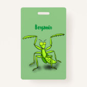 Funny green beten mantis Cartoon Illustration Ausweis (Rückseite)