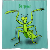 Funny green beten mantis Cartoon Illustration Duschvorhang (Vorderseite)