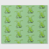 Funny green beten mantis Cartoon Illustration Geschenkpapier (Flach)