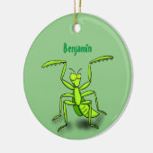 Funny green beten mantis Cartoon Illustration Keramik Ornament (Links)