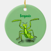 Funny green beten mantis Cartoon Illustration Keramik Ornament (Hinten)