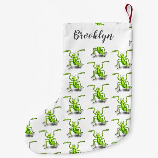 Funny green beten mantis Cartoon Illustration Kleiner Weihnachtsstrumpf (Rückseite)