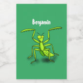 Funny green beten mantis Cartoon Illustration Lebensmitteletikett (Einzelnes Label)